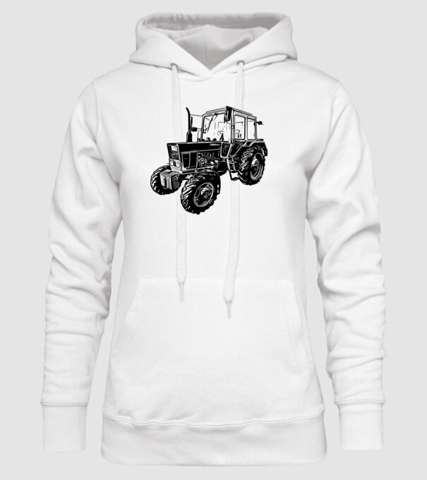 TRACTOR model alb pe tricou