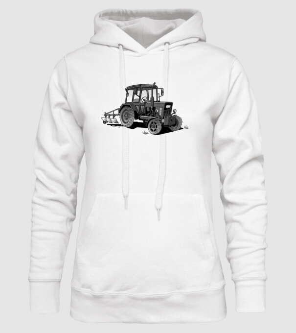 TRACTOR model alb pe tricou