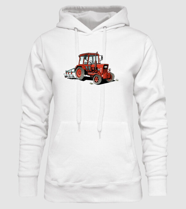 TRACTOR model alb pe tricou