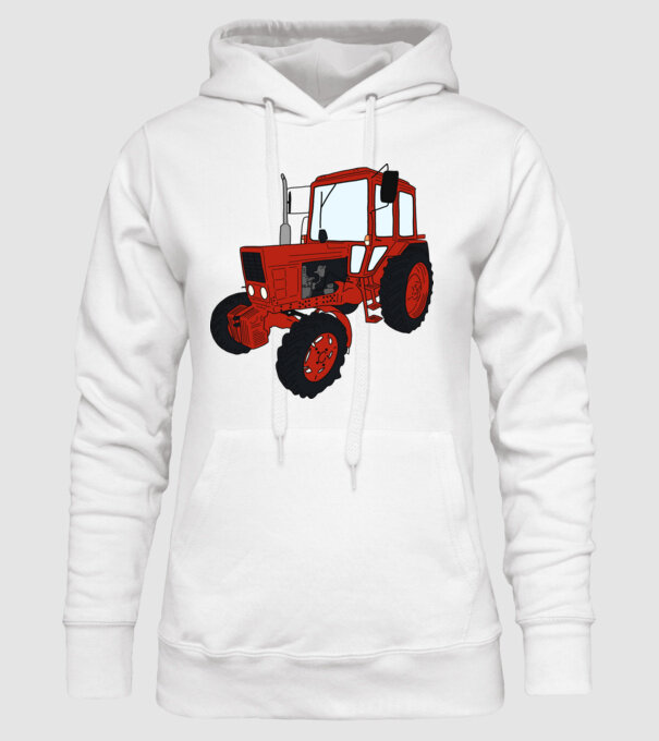 TRACTOR model alb pe tricou