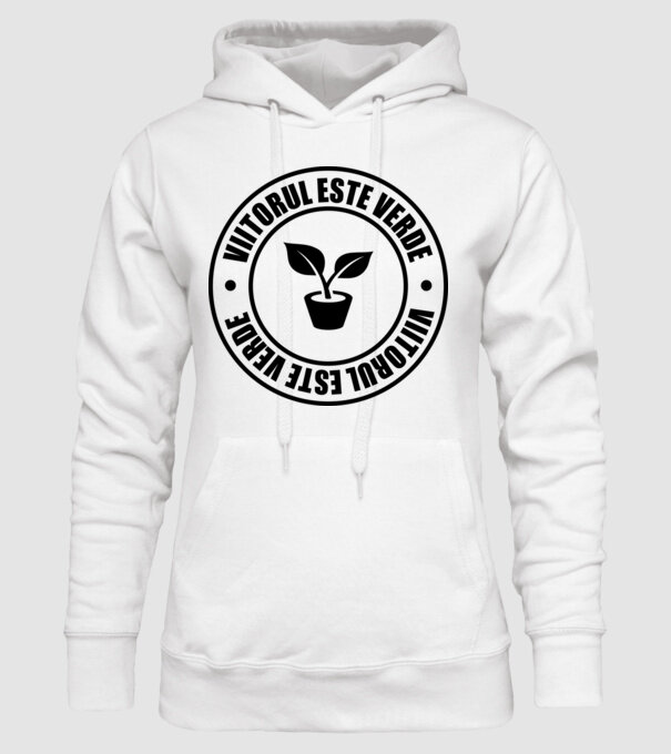 Viitorul este verde model alb pe tricou