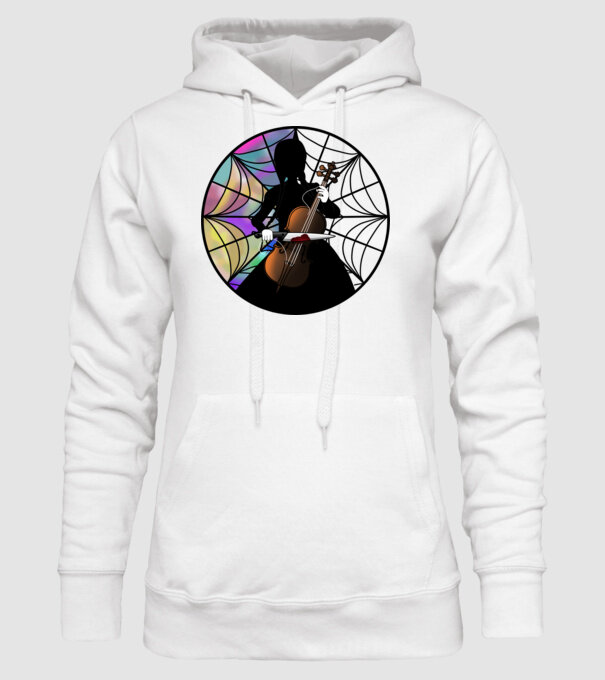 Wednesday Addams Cello - Enid room model alb pe tricou