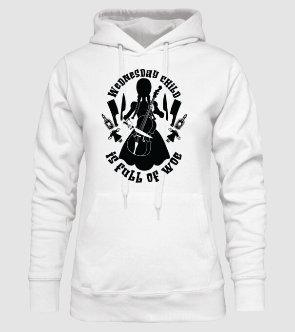 Wednesday child is full of woe model alb pe tricou