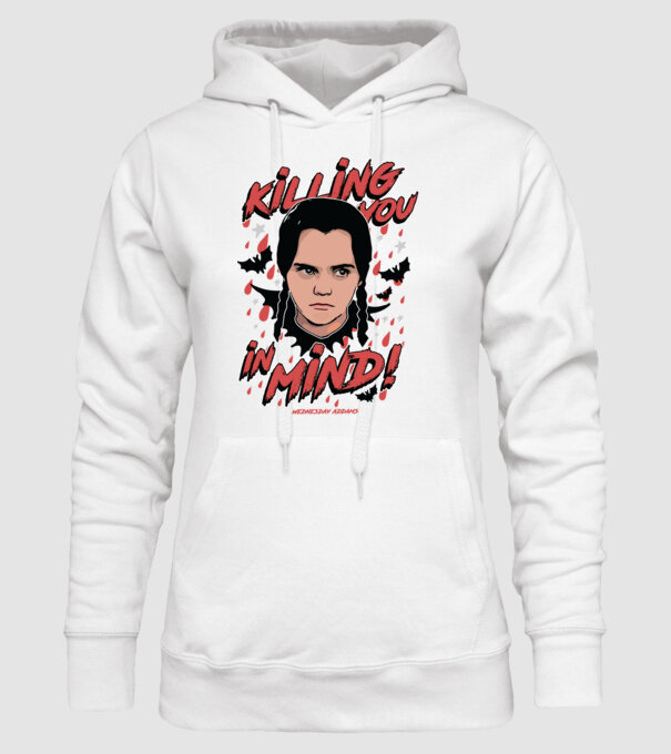 WEDNESDAY Killing You in my mind model alb pe tricou