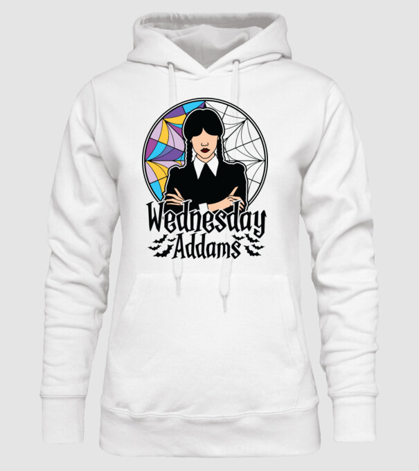 Wednesday Window colorful model alb pe tricou