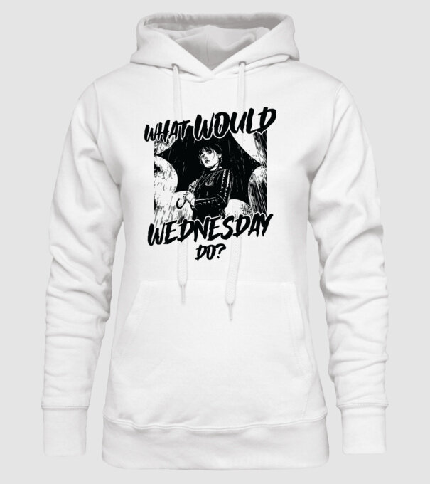What would Wednesday do model alb pe tricou