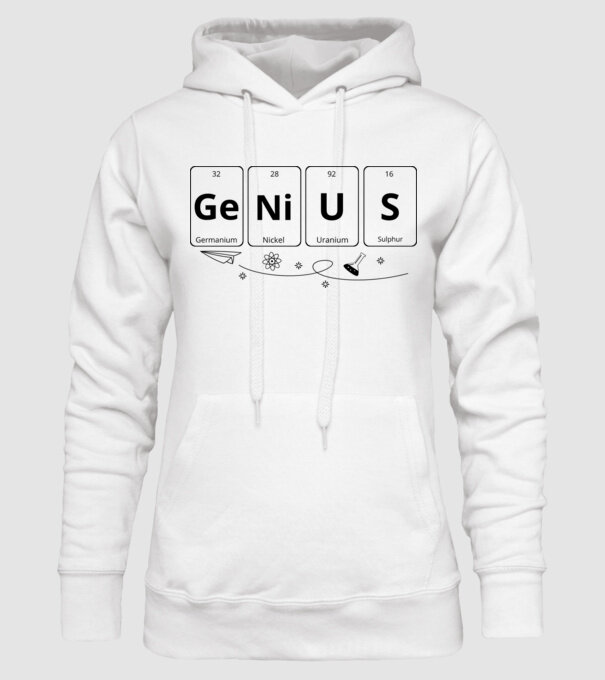 Genius periodic model alb pe tricou