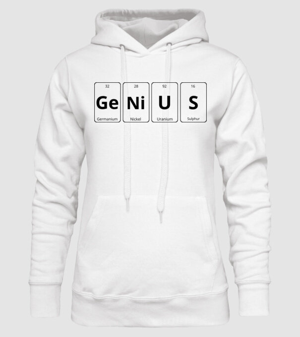 Genius periodic model alb pe tricou