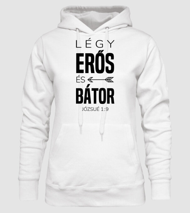 Fii puternic și curajos. Iosua 1:9 model alb pe tricou