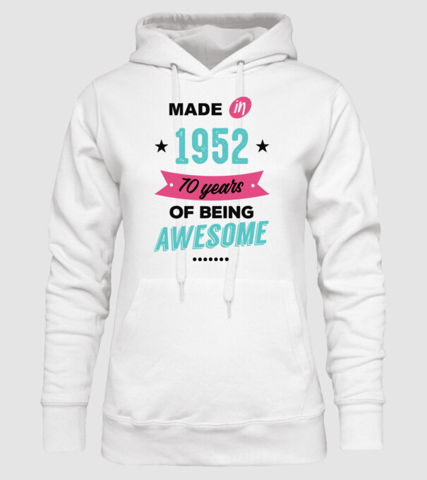 MADE in 1952 model alb pe tricou