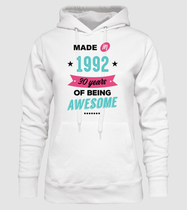 MADE in 1992 model alb pe tricou
