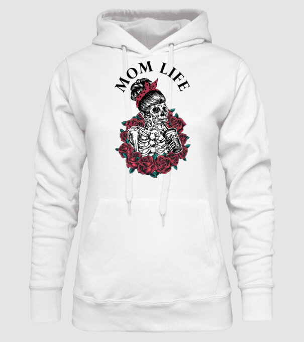 MOMLIFE model alb pe tricou