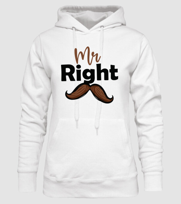 Mr right model alb pe tricou