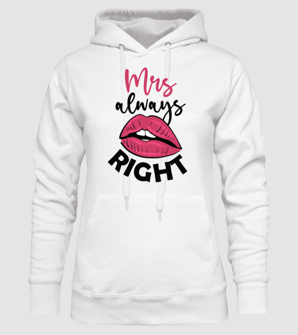 Mrs always right model alb pe tricou