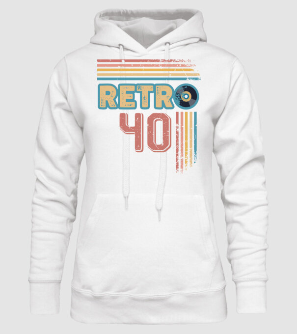 Retro 40 Birthday model alb pe tricou