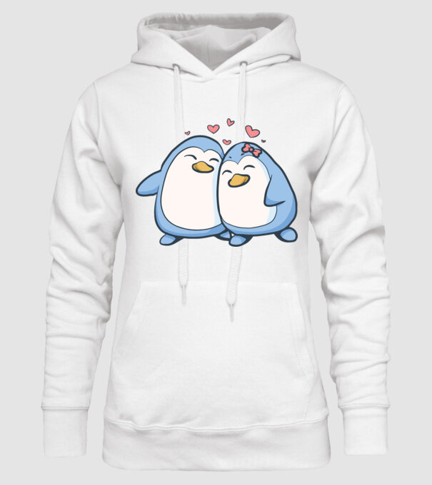 PINGUIN ÎNDRĂGOSTIT model alb pe tricou