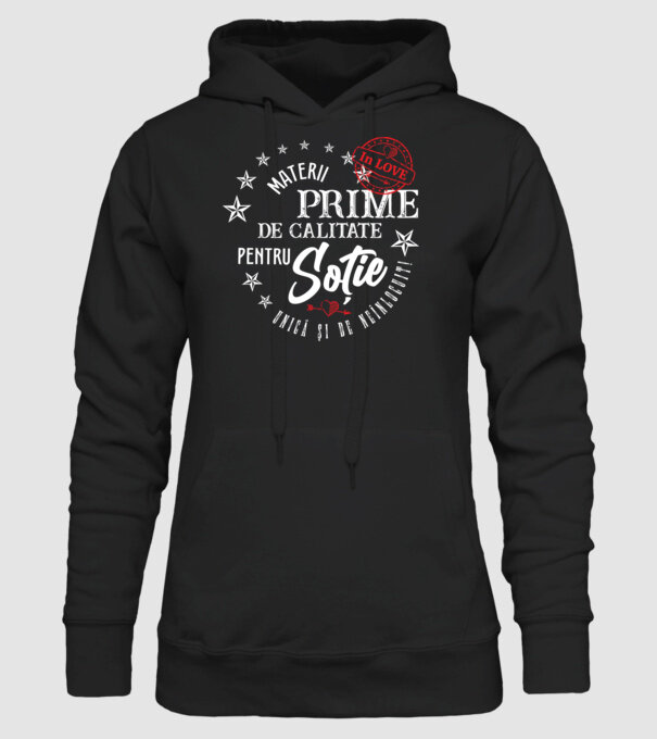 00_Materii prime de calitate pentru soție model negru pe tricou