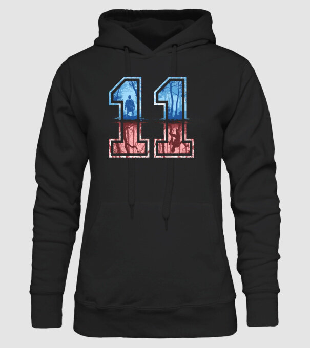 11 eleven stranger things model negru pe tricou