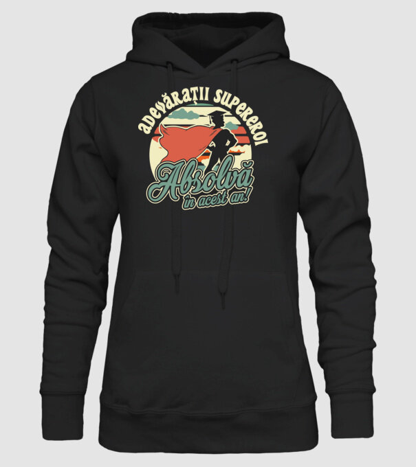 Adevărații supereroi model negru pe tricou
