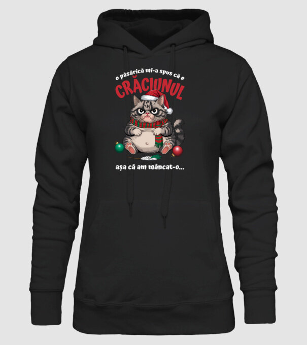 Am mâncat pasărea Crăciun pisică Negru model negru pe tricou