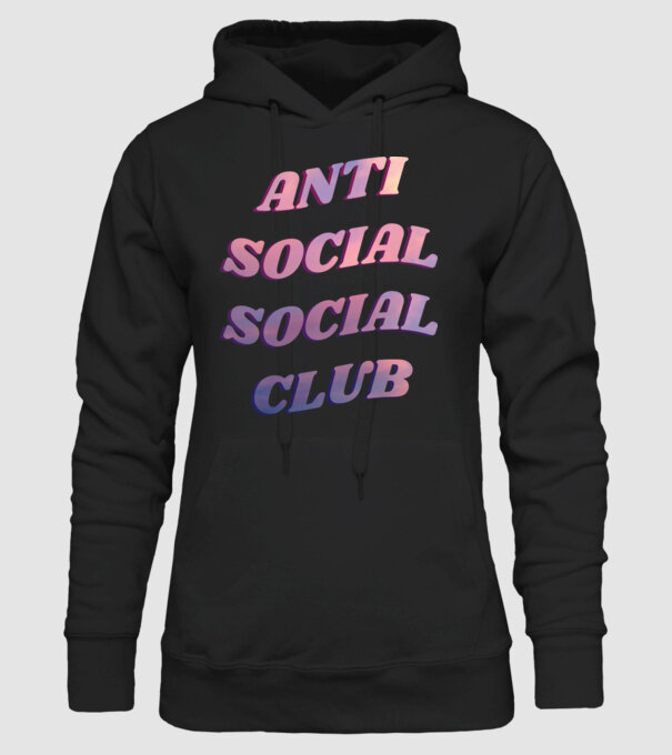 Anti social social club pink model negru pe tricou