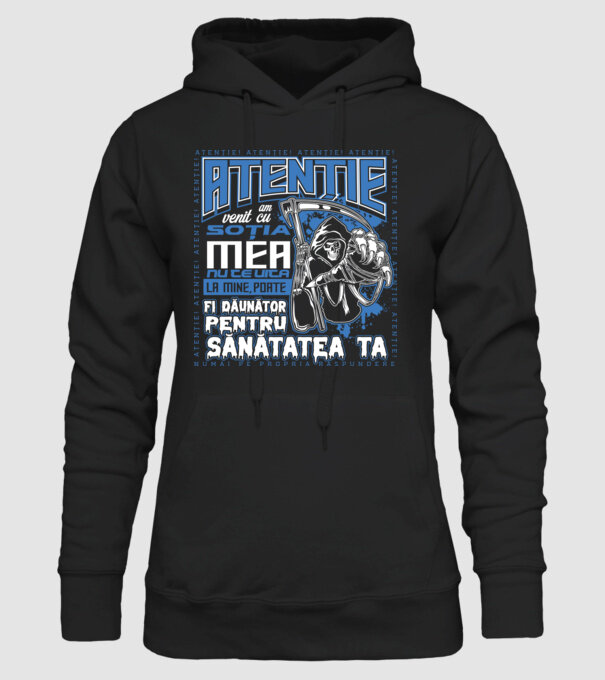 Atenție Am venit cu soția mea model negru pe tricou