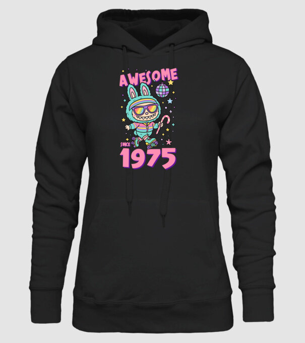 Awesome since 1975 - Labubu model negru pe tricou