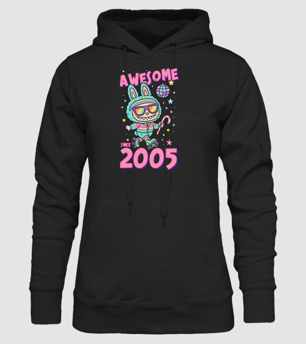 Awesome since 2005 - Labubu model negru pe tricou