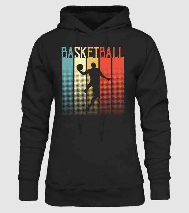 basketball vintage model negru pe tricou