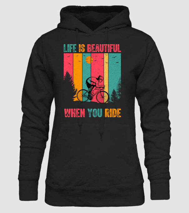 Beautiful ride model negru pe tricou