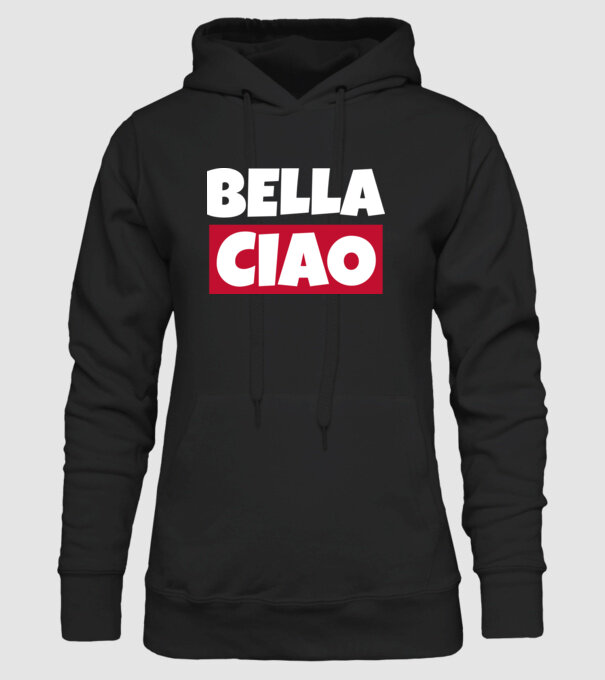 bella ciao logo model negru pe tricou