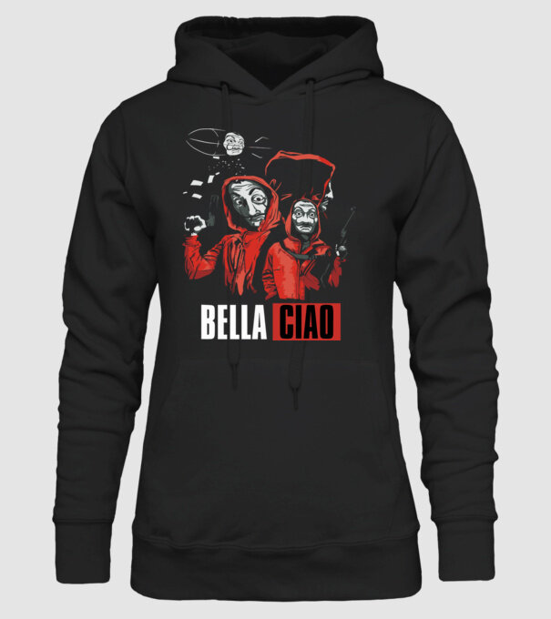 bella ciao money heist model negru pe tricou