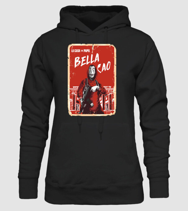 bella ciao poster retro model negru pe tricou