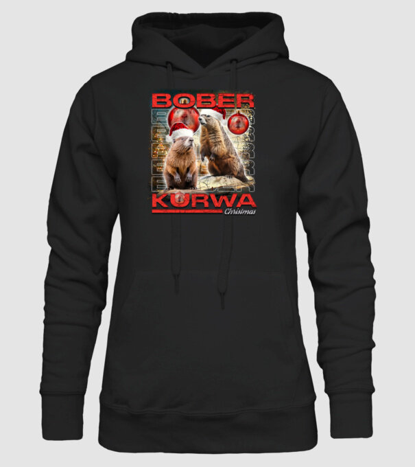 Bober kurwa christmas universe model negru pe tricou