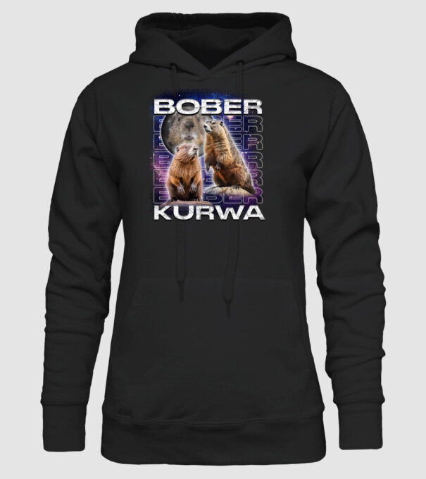 Bóber Kurwa universe model negru pe tricou