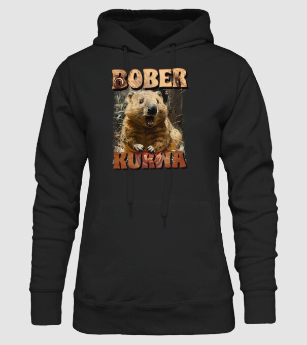 BOBER wombat model negru pe tricou