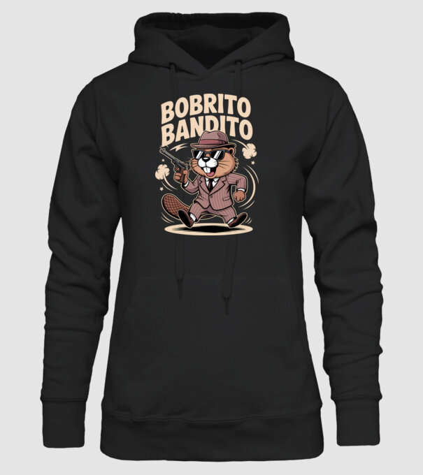 Bobrito Bandito model negru pe tricou