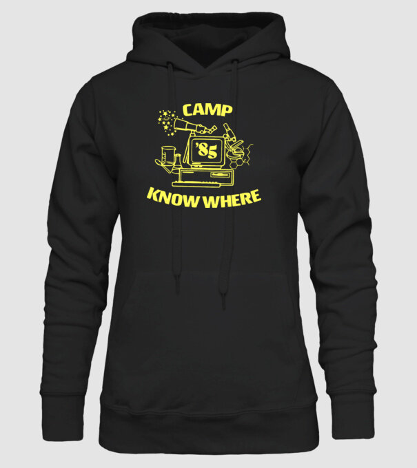 camp nowhere 85 stranger things model negru pe tricou