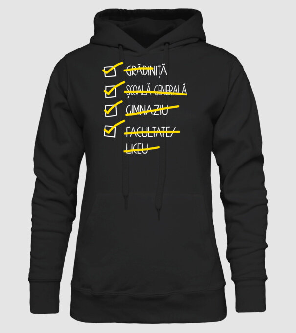 Cheklist educație - Facultate negru model negru pe tricou