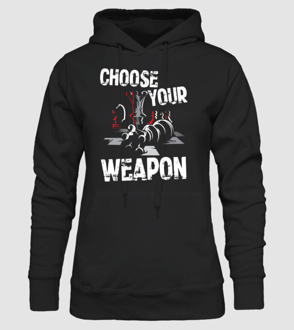 CHOOSE YOUR WEAPON model negru pe tricou