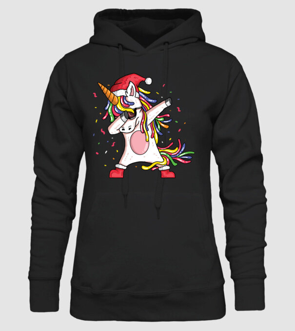 Christmas unicorn dab model negru pe tricou