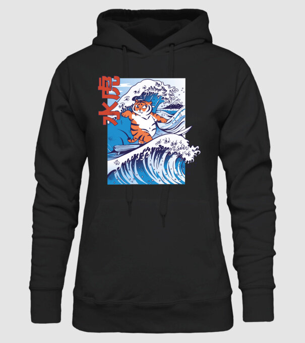 Chubby Surfer Tiger model negru pe tricou