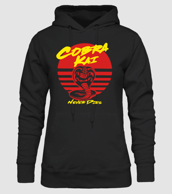 cobra kai sunset logo model negru pe tricou