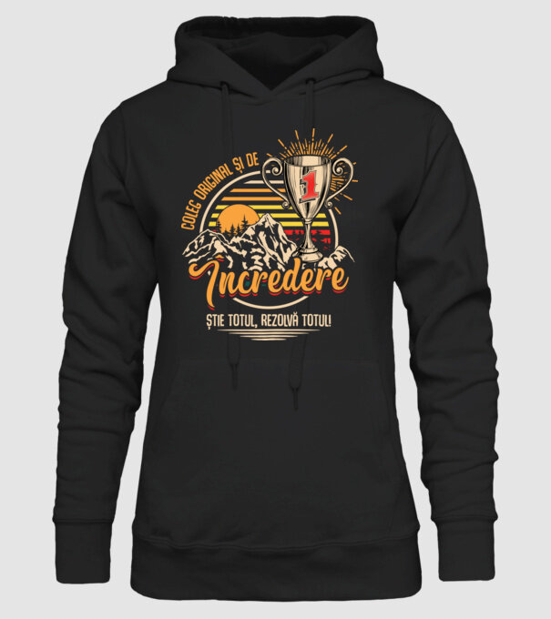 coleg original și de încredere model negru pe tricou