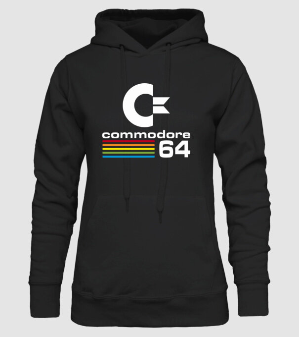 Commodore 64 logo on black model negru pe tricou