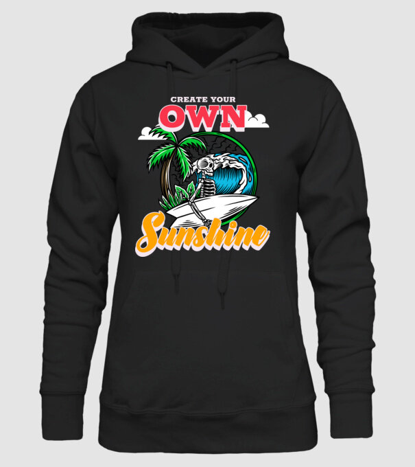 Create your own sunshine surfer skeleton model negru pe tricou