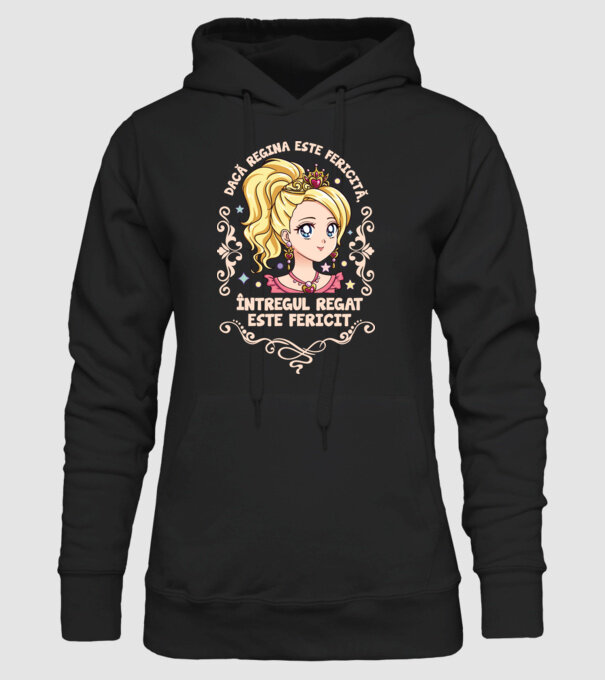 Dacă regina este fericită, întregul regat este fericit. model negru pe tricou