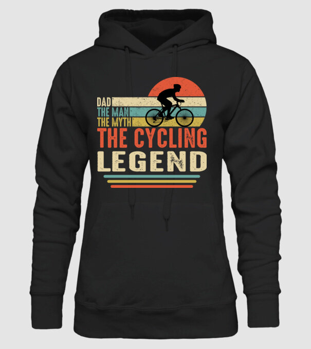 Dad the man, the myth, the cycling legend model negru pe tricou