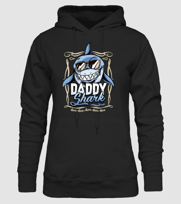 Daddy Shark model negru pe tricou