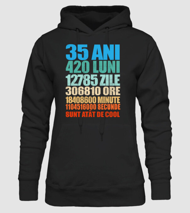 De 35 ani - luni - zile - ore - minute - secunde - sunt atât de cool model negru pe tricou